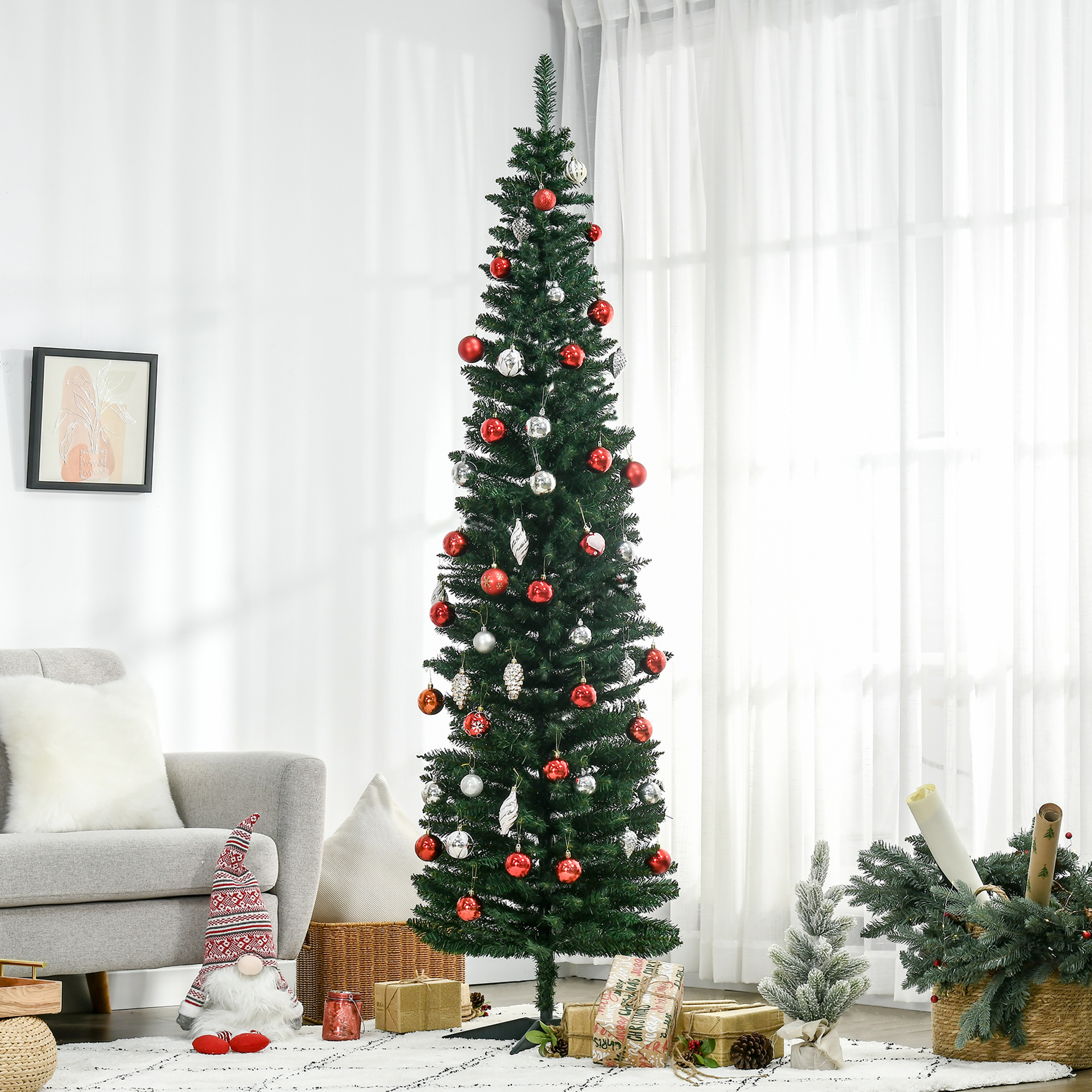 Künstlicher Weihnachtsbaum Tanne 2,1 m Kunststoff Grün mit Ständer