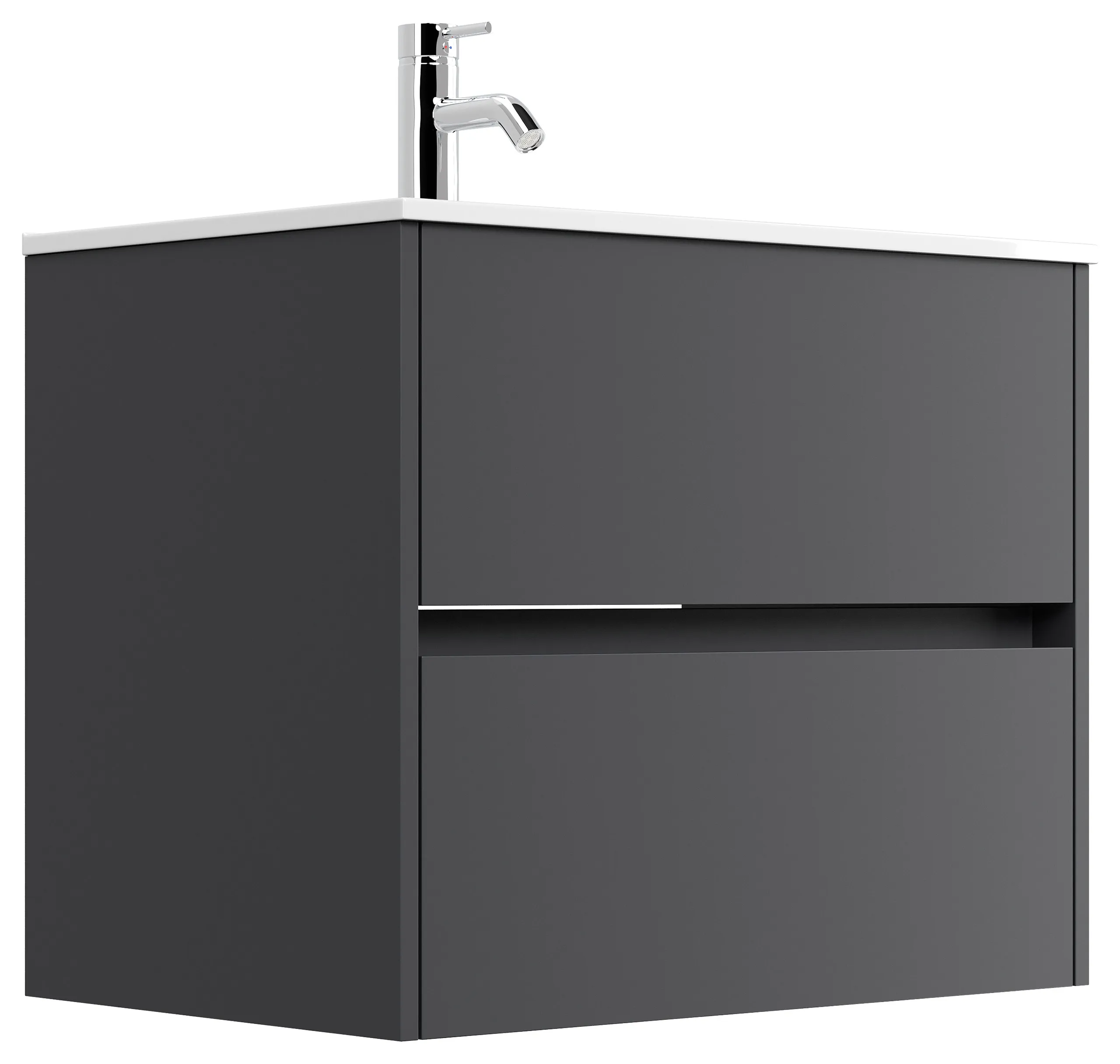 Badmöbel Limes & Waschtisch 70 cm 2 Greifraum SoftClose Auszüge Grafit