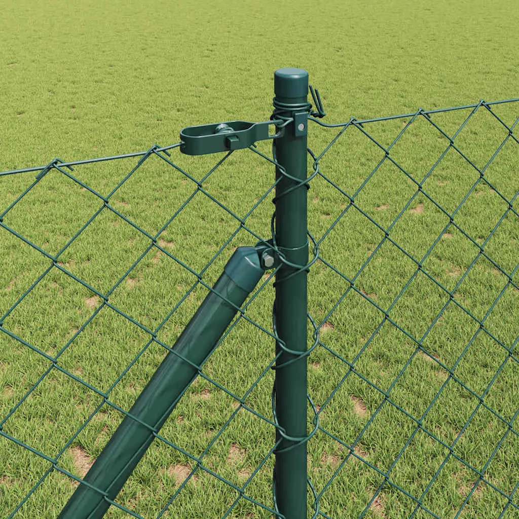 Zaunpfosten-Set Grün 1000 x 3,2 x 100 cm aus Stahl und PVC