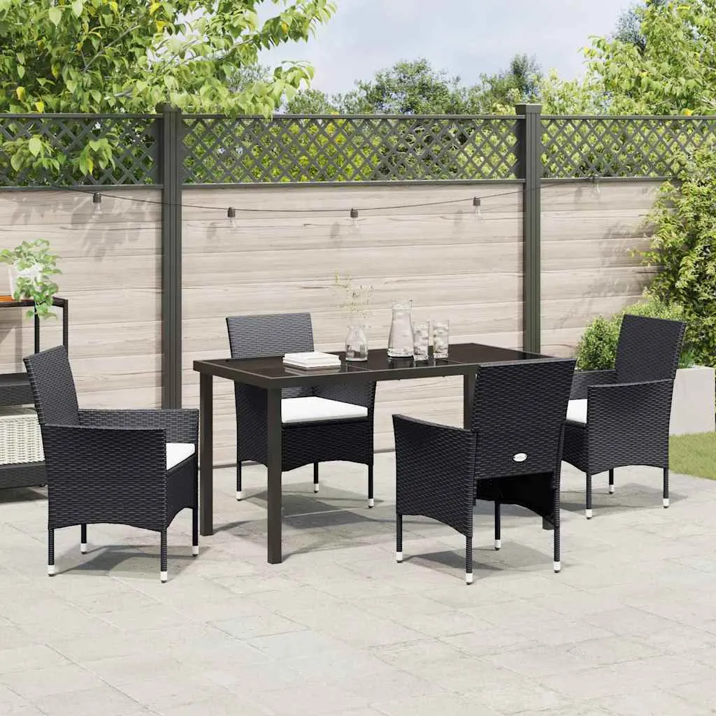 Modernes Gartendining-Set Schwarz 160x80x73 cm Tisch & 52x57x84 cm Stühle