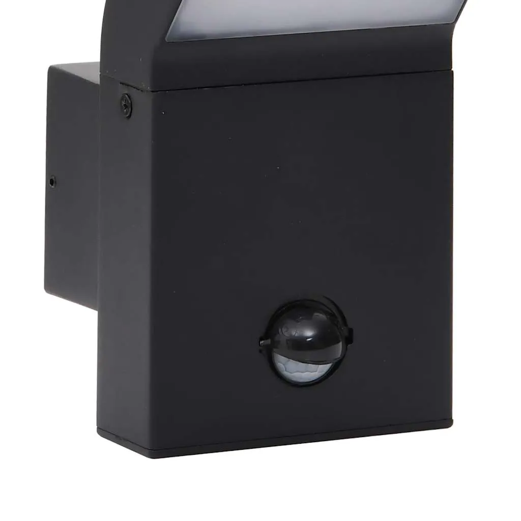 LED Außenwandleuchte Schwarz 10 x 15 x 22 cm mit Bewegungsmelder
