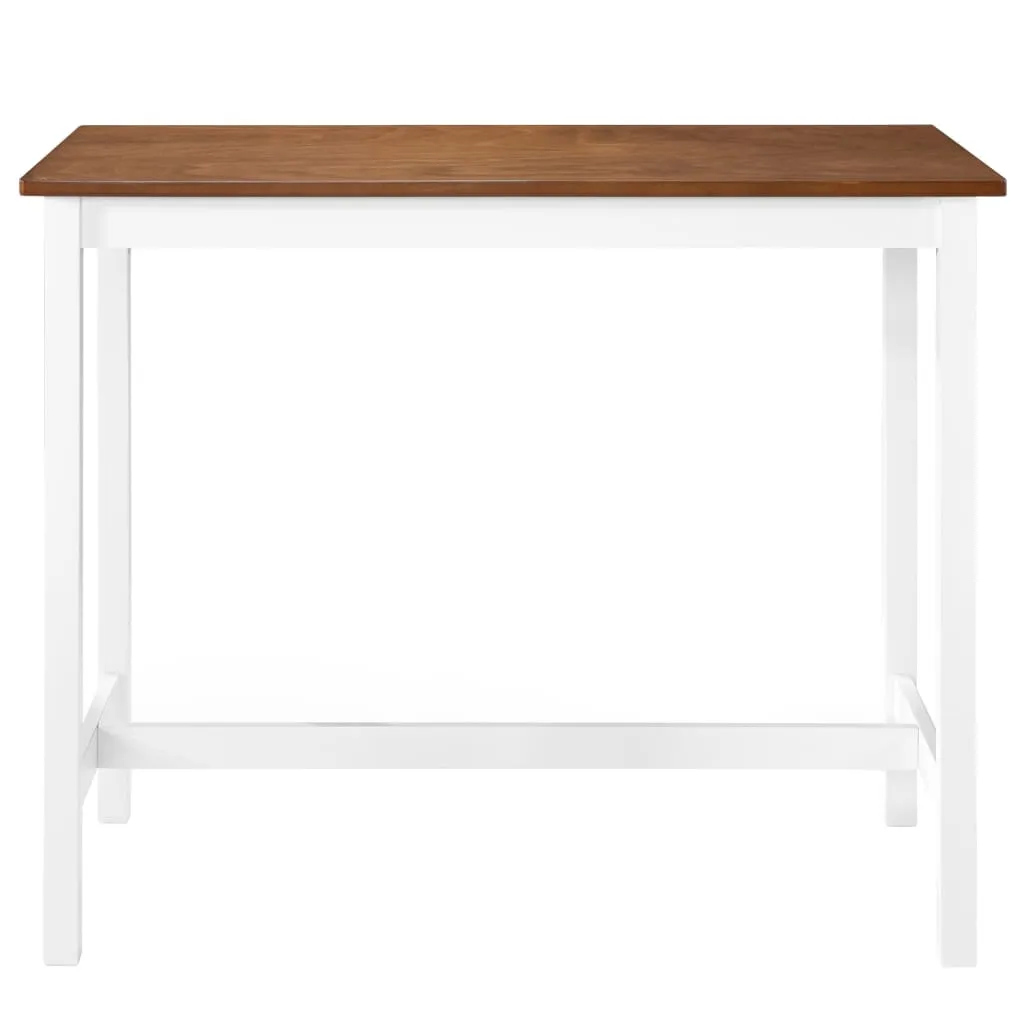 Stehtisch 108x60x91 cm Braun und Weiß mit MDF Tischplatte und Massivholz Beinen