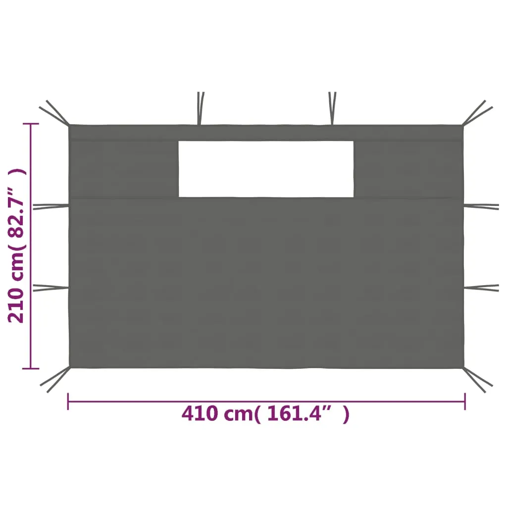 Pavillon-Seitenwand-Set Anthrazit 410x210 cm & 280x210 cm mit Fenster