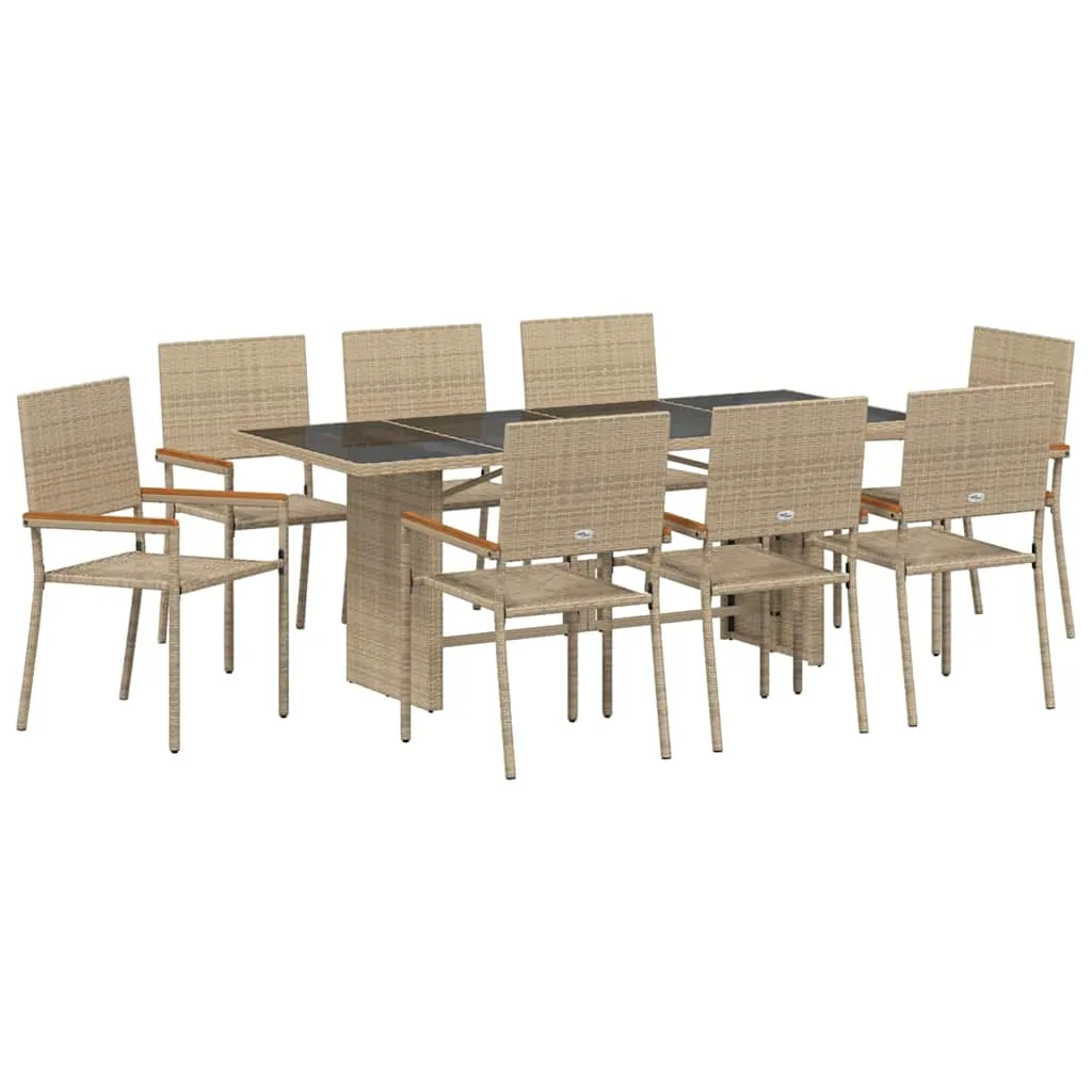 Gartentisch-Set Beige 190x80x75 cm mit Echtholz Armlehnen
