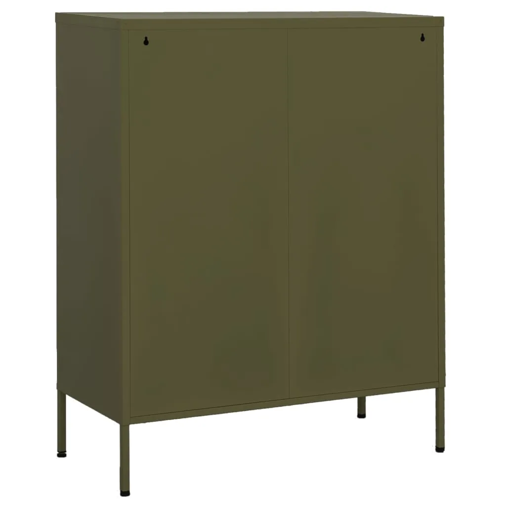 Olivgrüner Lagerschrank aus Stahl 80 x 35 x 101,5 cm
