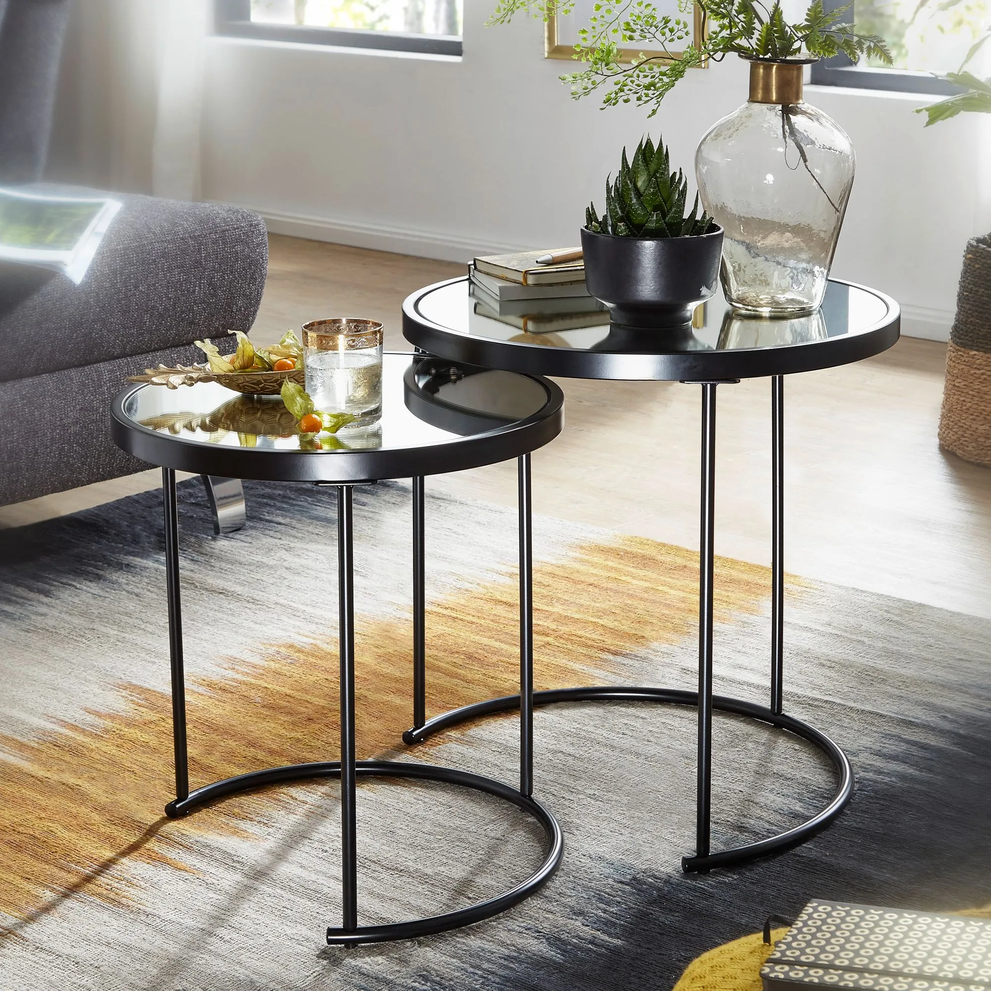 WOHNLING Design Beistelltisch Rund Ø 50/42 cm