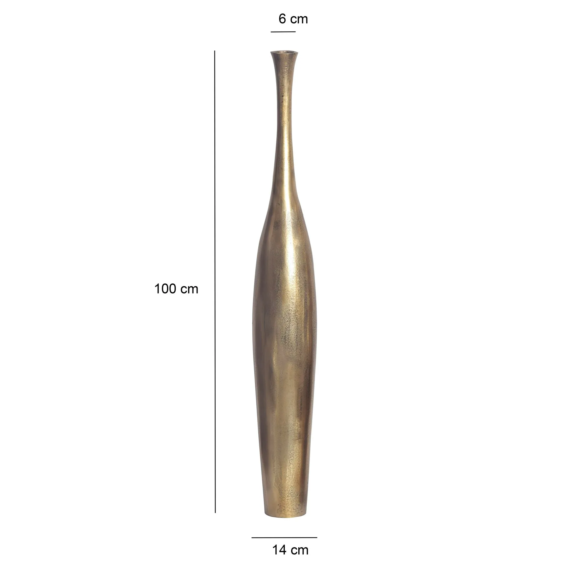 Deko Vase BOTTLE L 100 cm Aluminium Gold Blumenvase Modern Groß