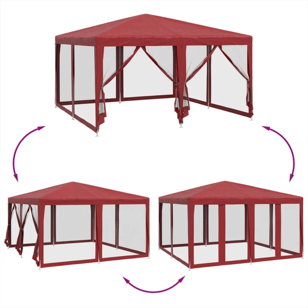 Partyzelt 400x400x268 cm Rot mit wasserfestem HDPE-Dach und Eisengestell