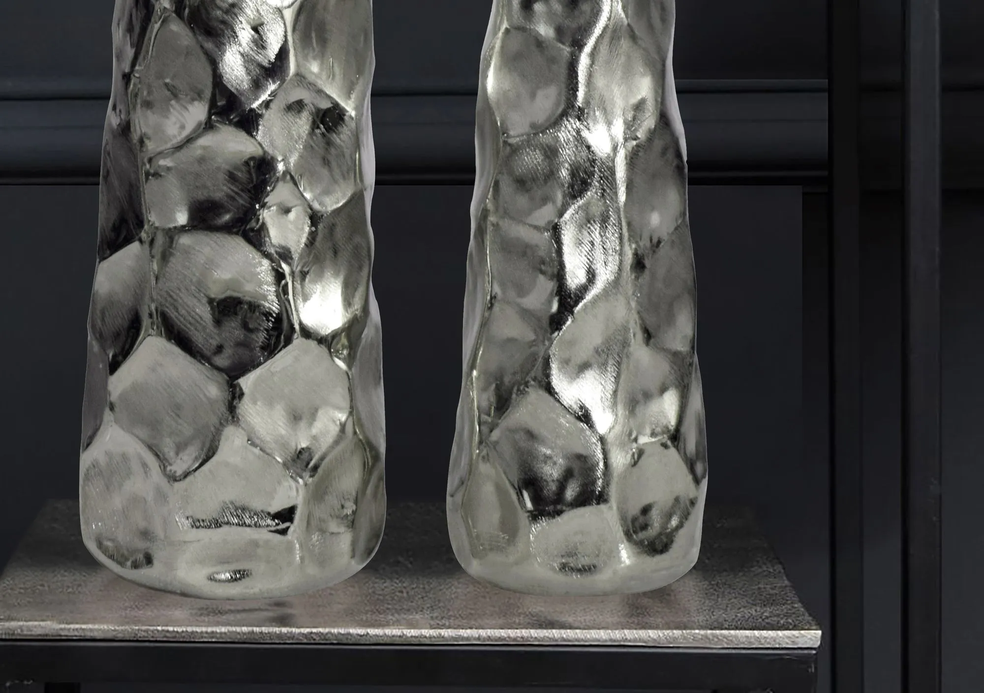 Deko Vase 2er Set Aluminium Silber Blumenvase Modern