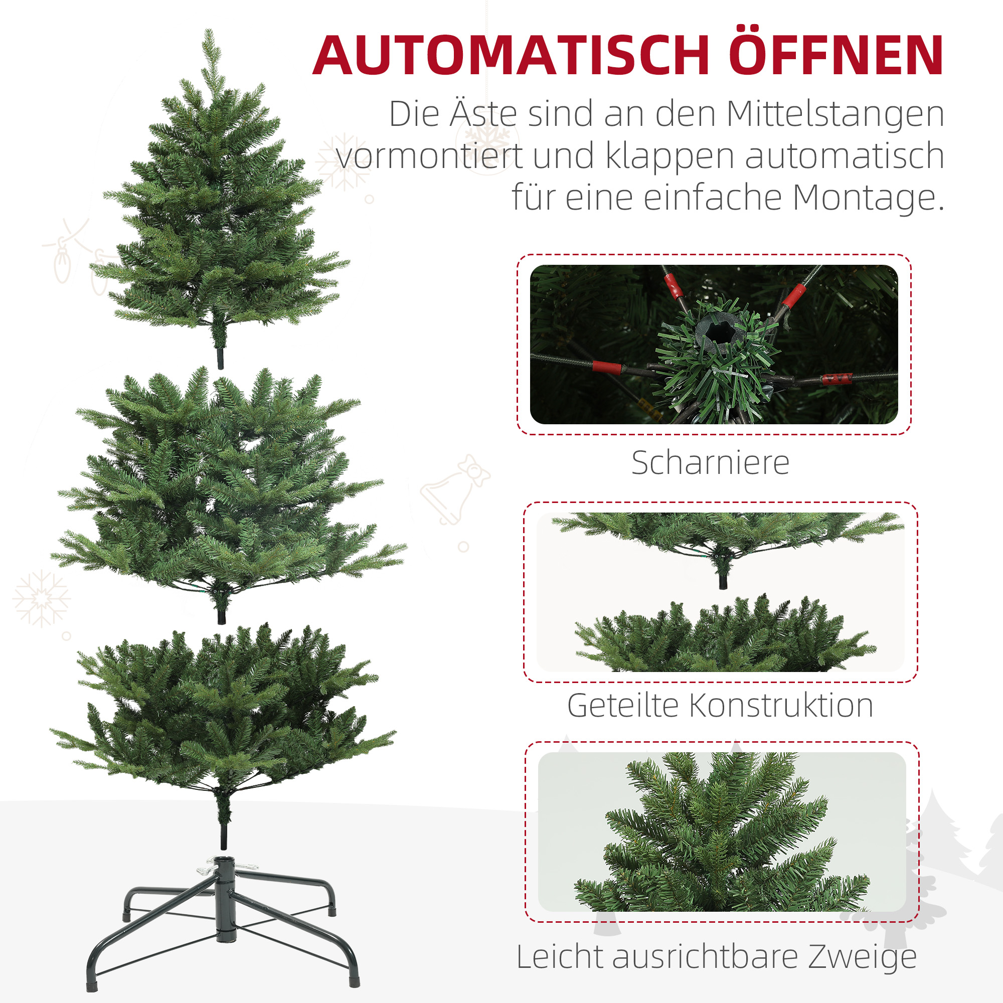 Kunsttanne Weihnachtsbaum naturgetreu 180 cm Grün PE Stahl