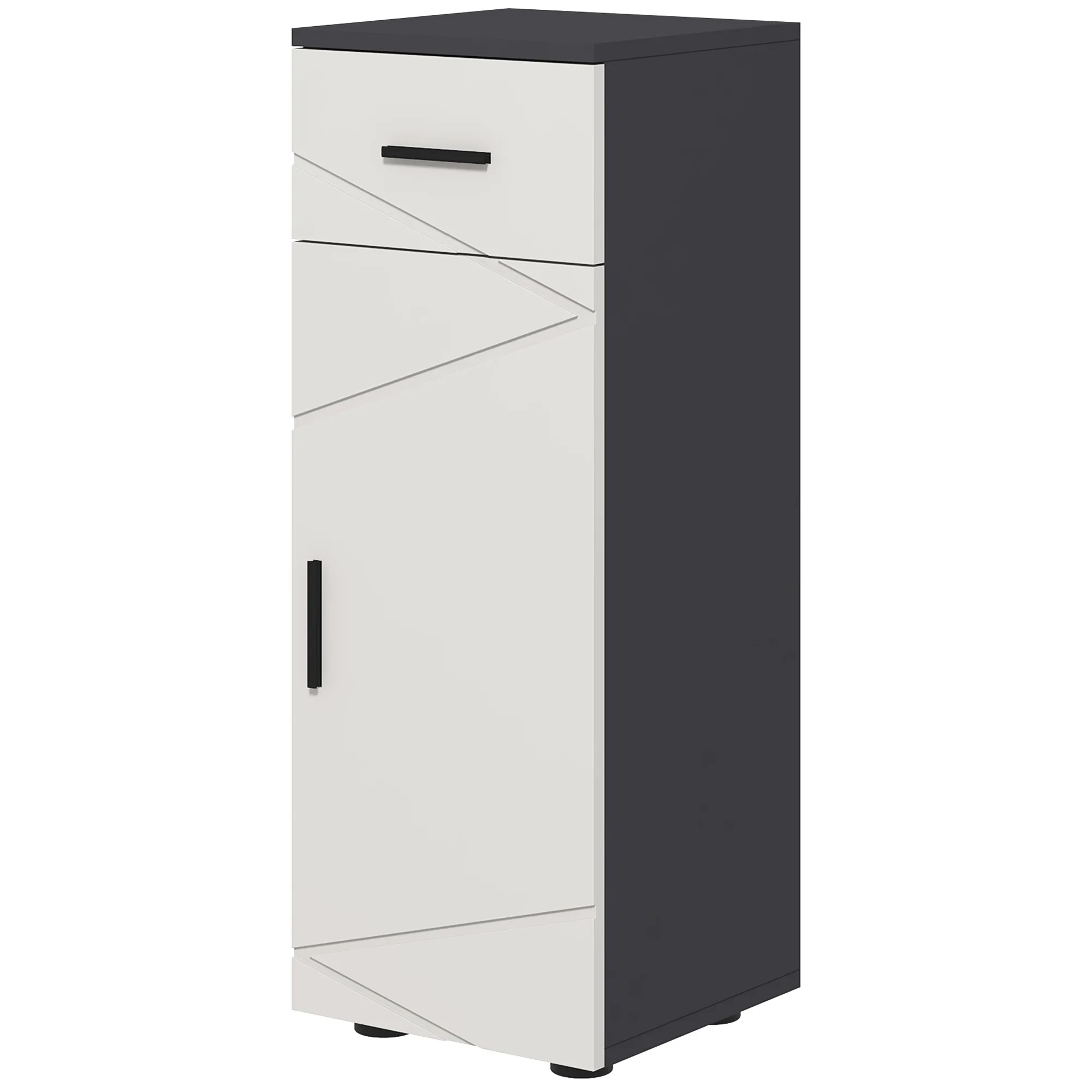 Badezimmerschrank, Badkommode, verstellbare Regale, bis zu 25 kg belastbar, Grau Badezimmerschrank, Badkommode, verstellbare Regale, bis zu 25 kg belastbar, Grau