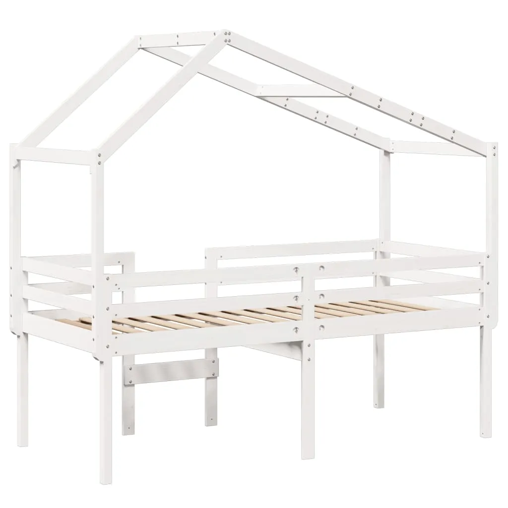 Hochbett Weiß aus Massivholz 205,5 x 95,5 x 89 cm