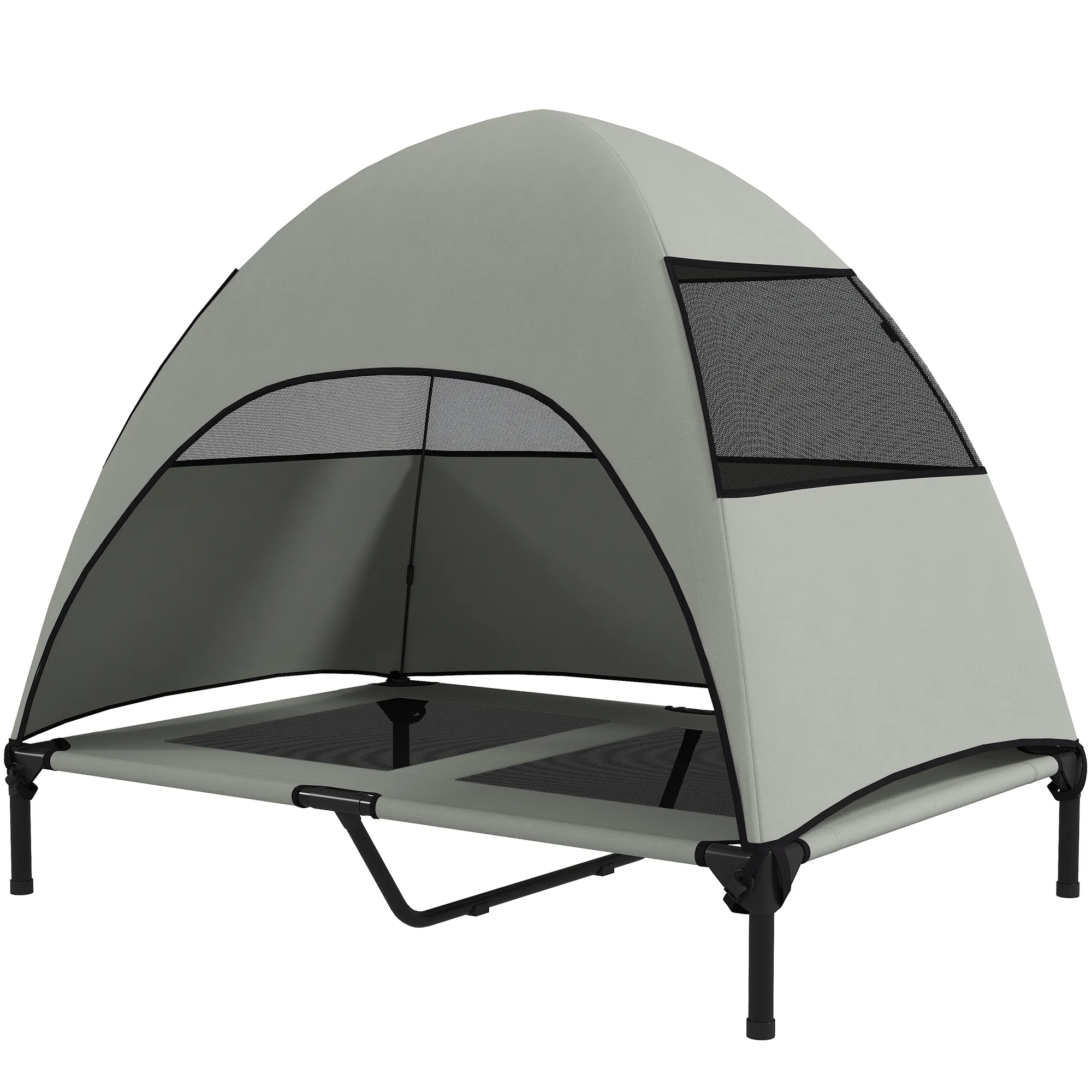 Outdoor Hundeliege 106x76 cm in Hellgrau+Schwarz