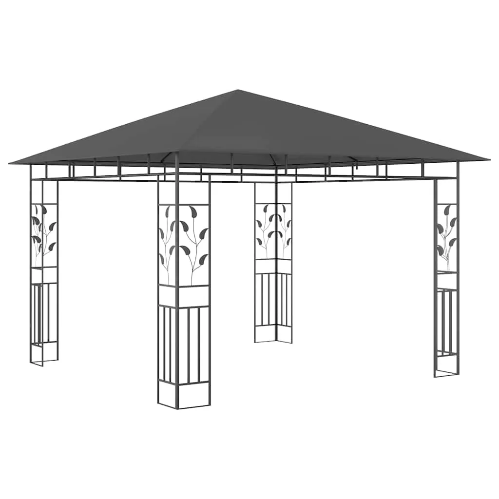 Pavillon 3x3 m Anthrazit mit Metallrahmen und Stoff-Sonnendach