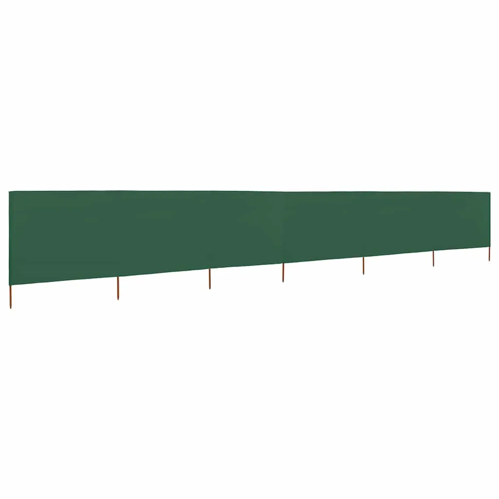 6-teiliger faltbarer Windschutz 800x80 cm Grün mit Vliesstoff und Massivholz