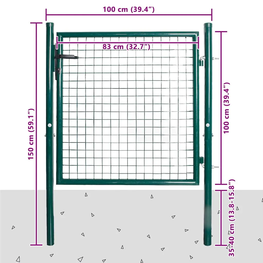 Einzeltür-Gartentor 100x100 cm pulverbeschichteter Stahl