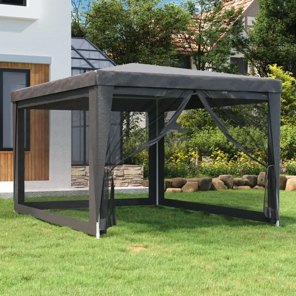 Partyzelt 297x396x246 cm Anthrazit mit wasserfestem HDPE und Mesh-Seitenwänden
