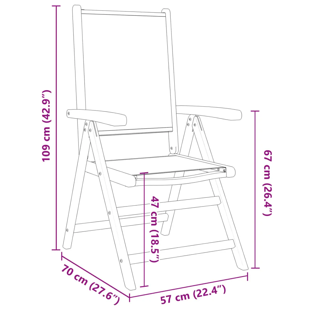 Verstellbarer Gartenstuhl 57 x 70 x 81-109 cm in Anthrazit