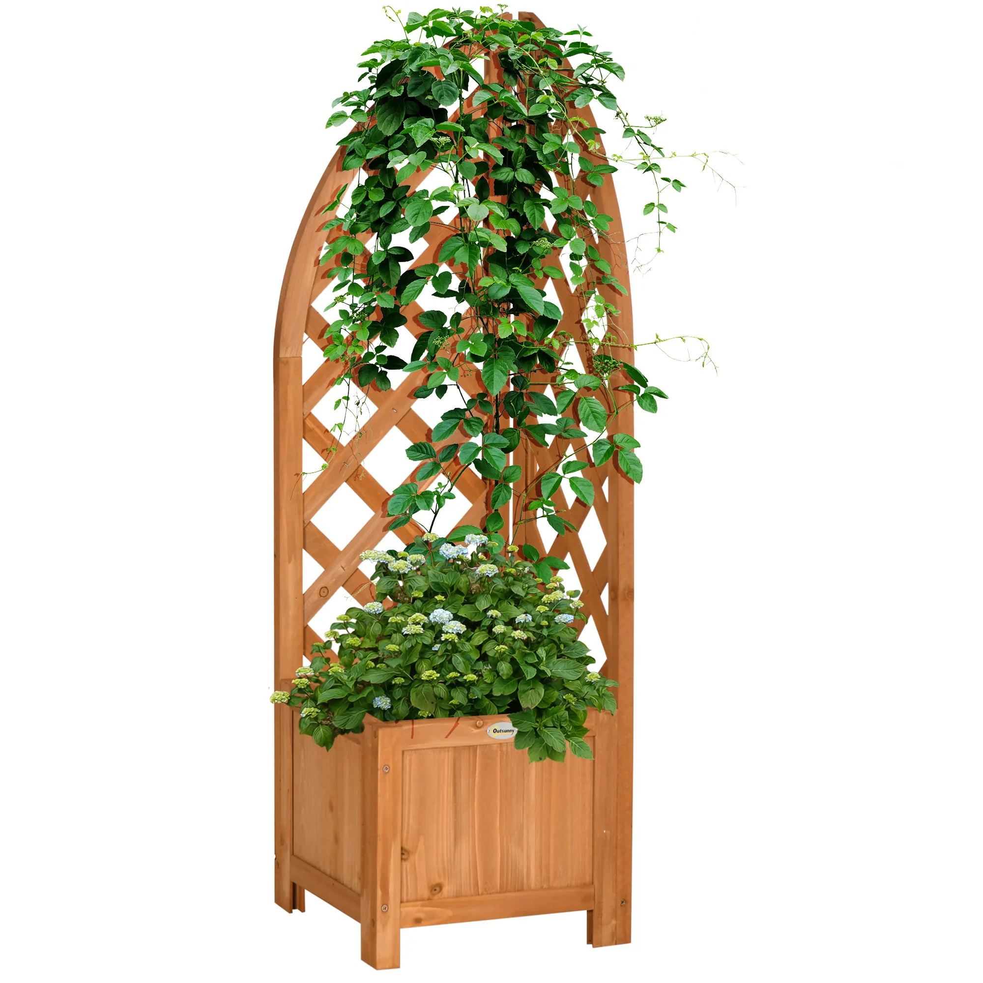 Blumenkasten mit Eckspalier 32L x 32B x 108H cm Braun