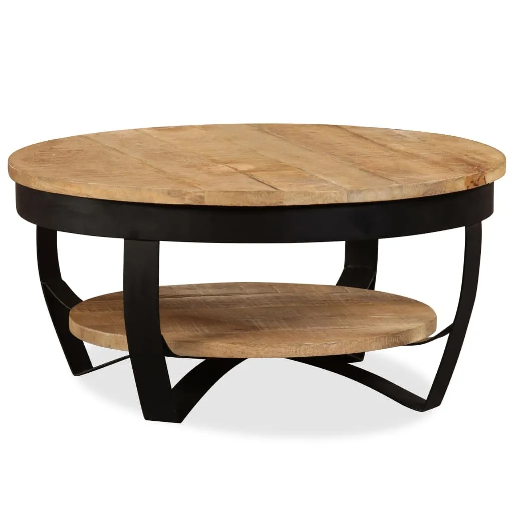 tinkaro Sofatisch rund ERDAL raues Mangoholz Beistelltisch Braun tinkaro Sofatisch rund ERDAL raues Mangoholz Beistelltisch Braun