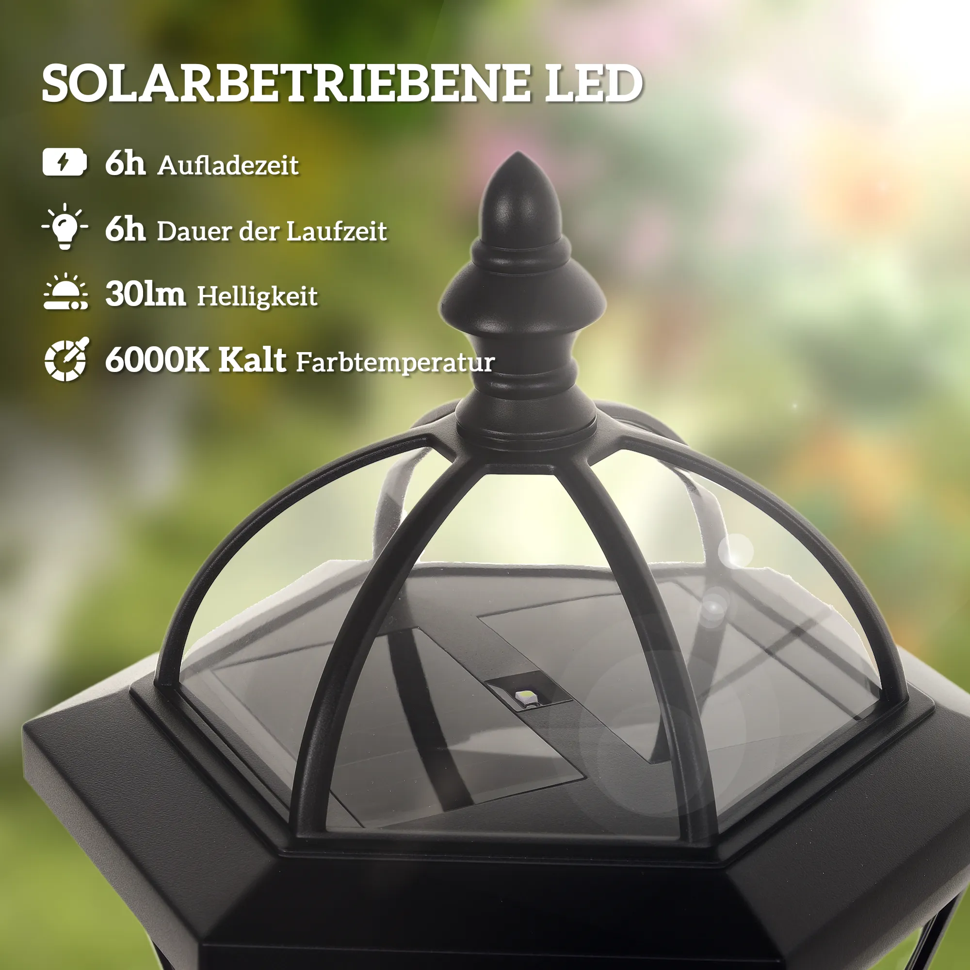 Solar Gartenlaterne 2er Set Wegleuchte 129 cm Schwarz LED