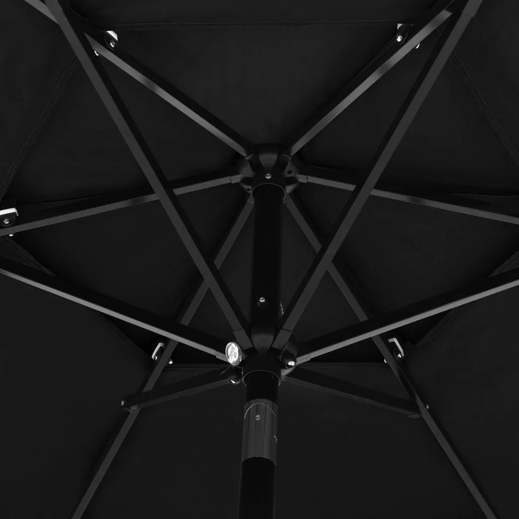 3-lagiger Sonnenschirm 250 x 229 cm in Schwarz