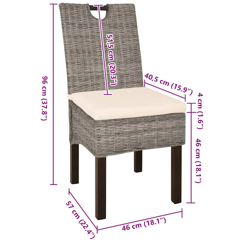 Esszimmerstuhl 2 Stk. Kubu-Rattan Mangoholz