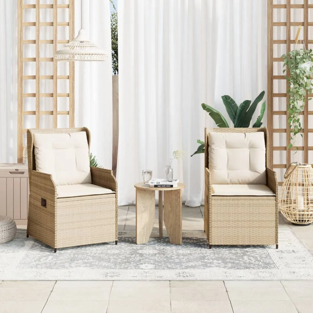 Verstellbarer Gartenstuhl Beige 55x67x95 cm mit PE-Rattan und Stahlrahmen