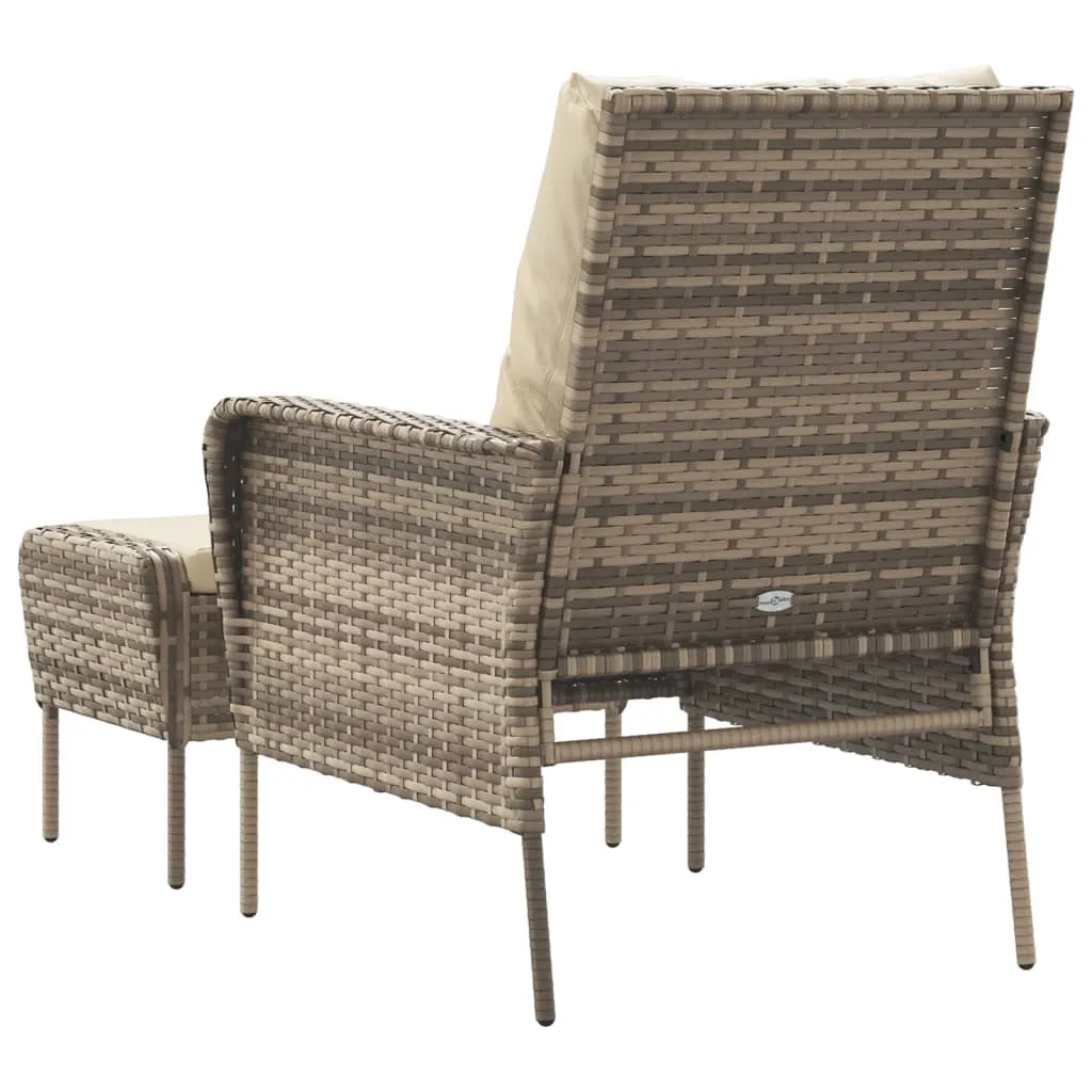 Gartenstuhl mit Fußhocker Hellbraun 69x78x88 cm PE-Rattan & Stahl