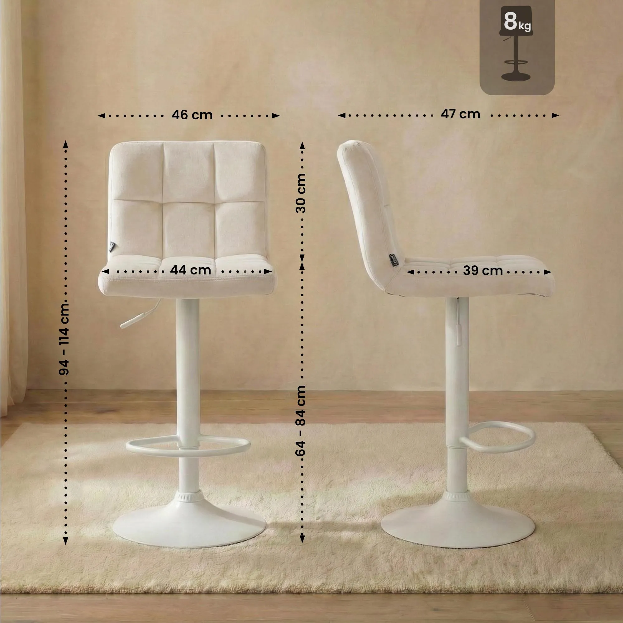Barhocker Peru 94x46x47 cm creme