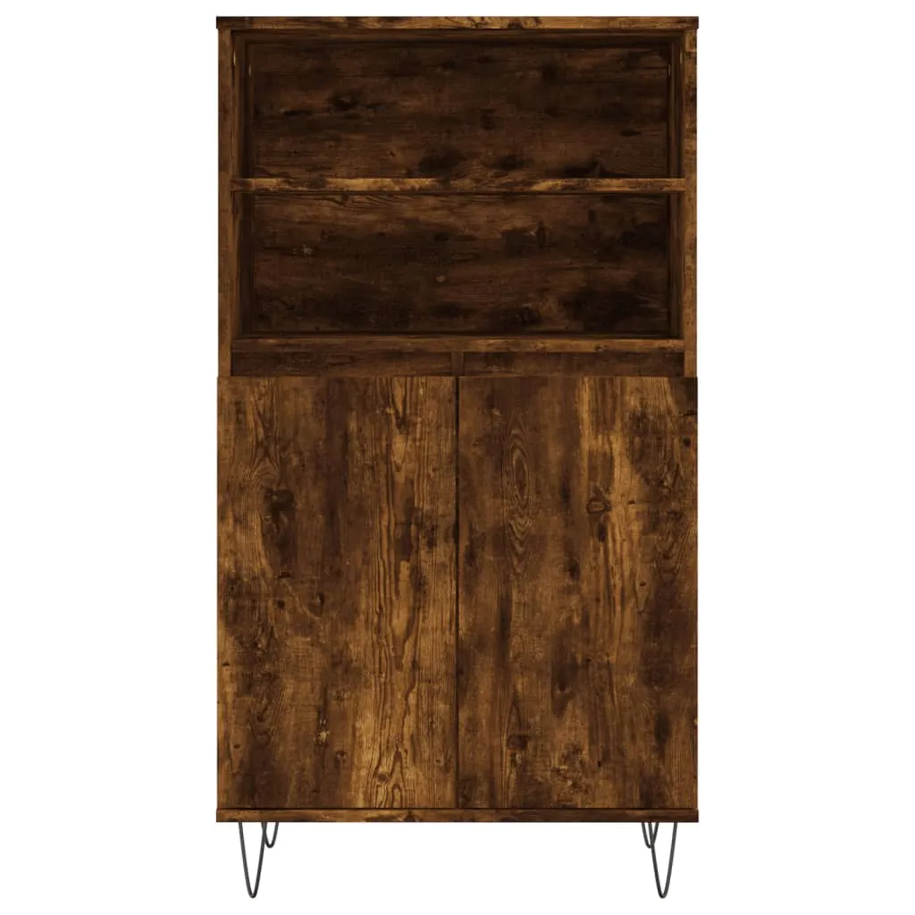Highboard 60 x 36 x 110 cm in Räuchereiche mit Metallfüßen