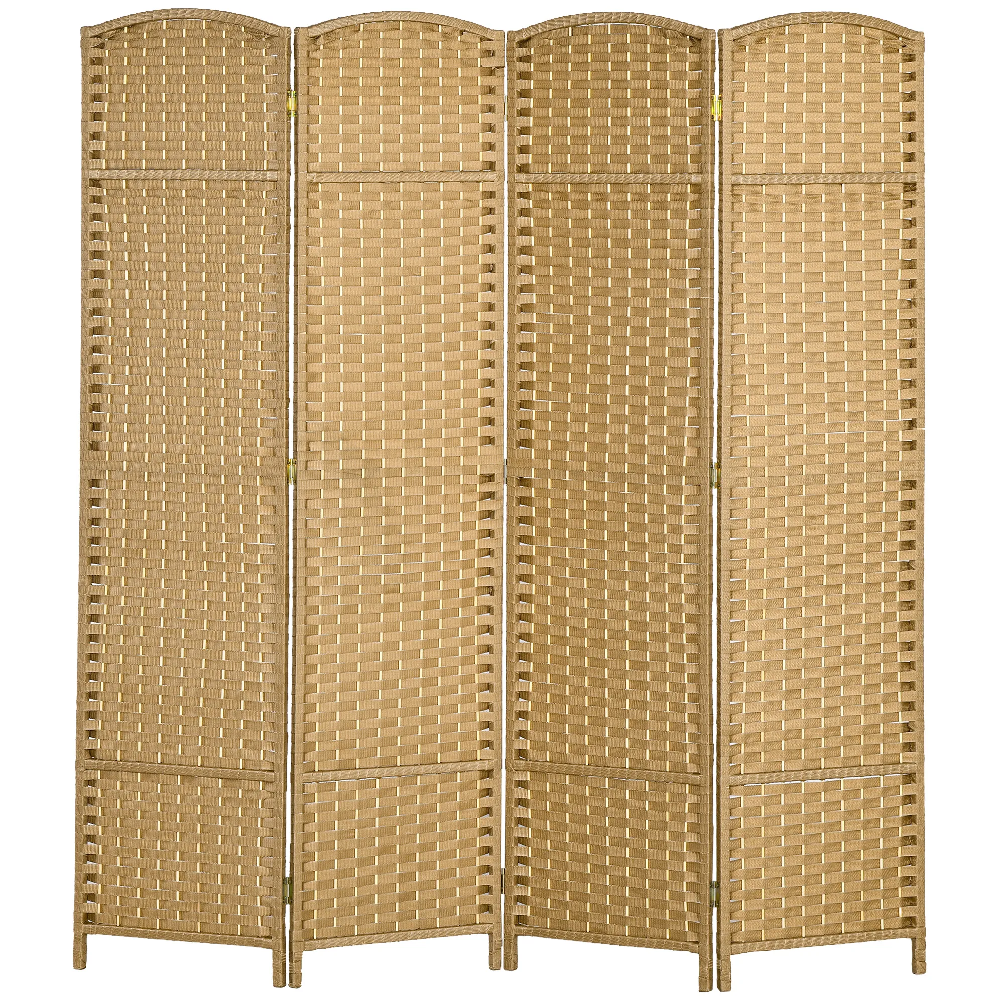 4-teiliger Raumtrenner, Faltbarer Sichtschutz, Sichtschutzwand für Wohnzimmer, Schlafzimmer, Homeoffice, Natur