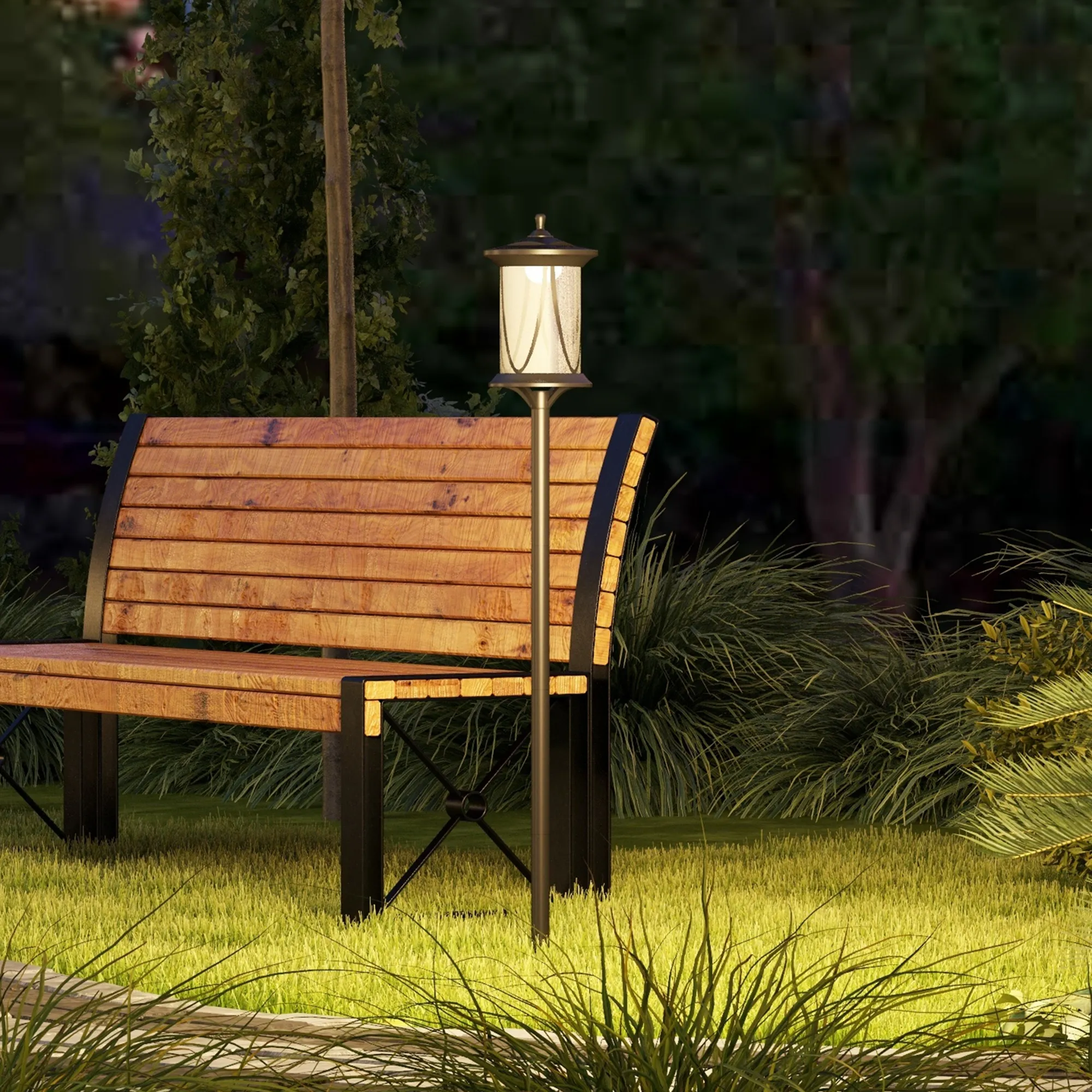 Solar Gartenleuchte LED Wegleuchte Schwarz 127 cm hoch