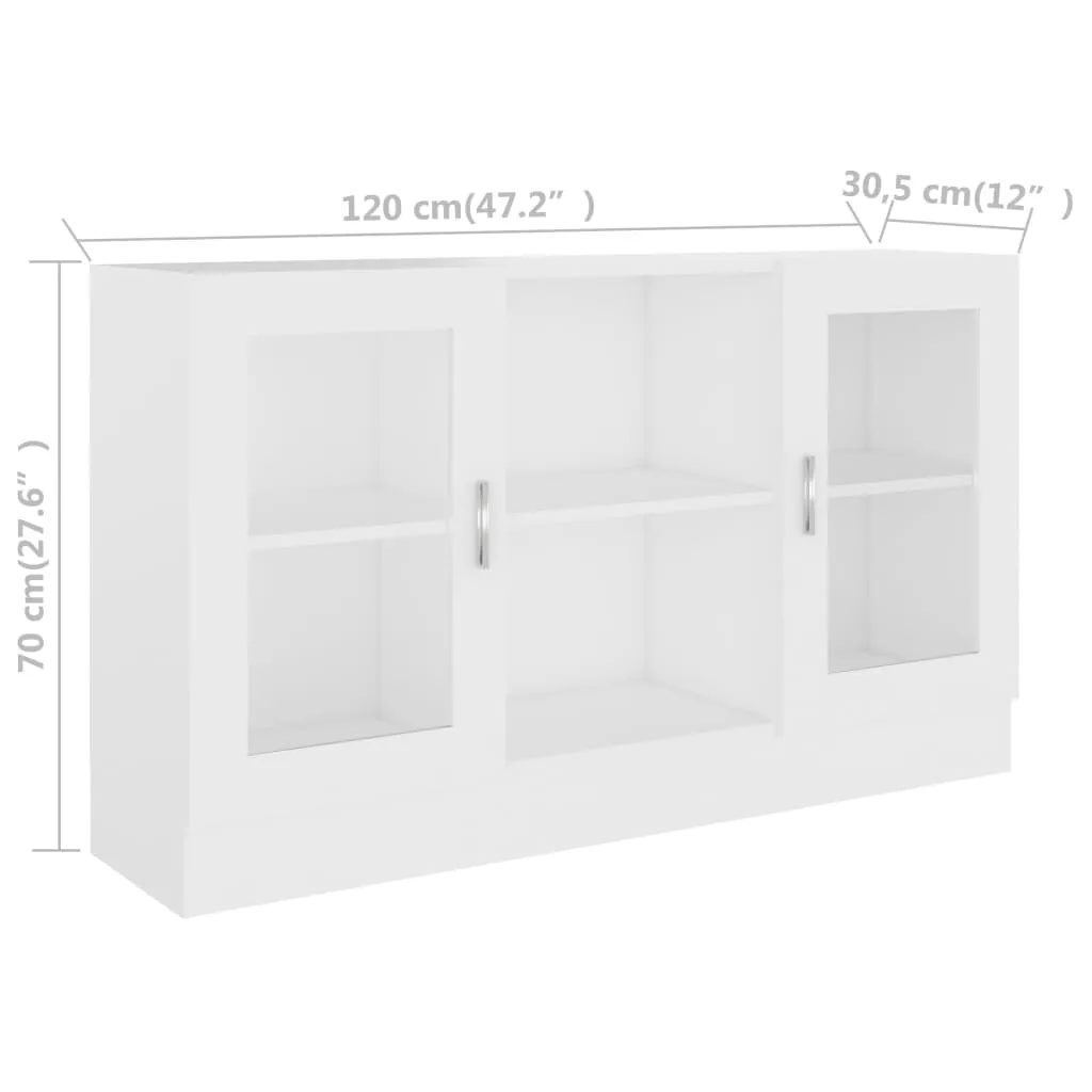 Weißer Vitrinenschrank 120 x 30,5 x 70 cm aus Holzwerkstoff