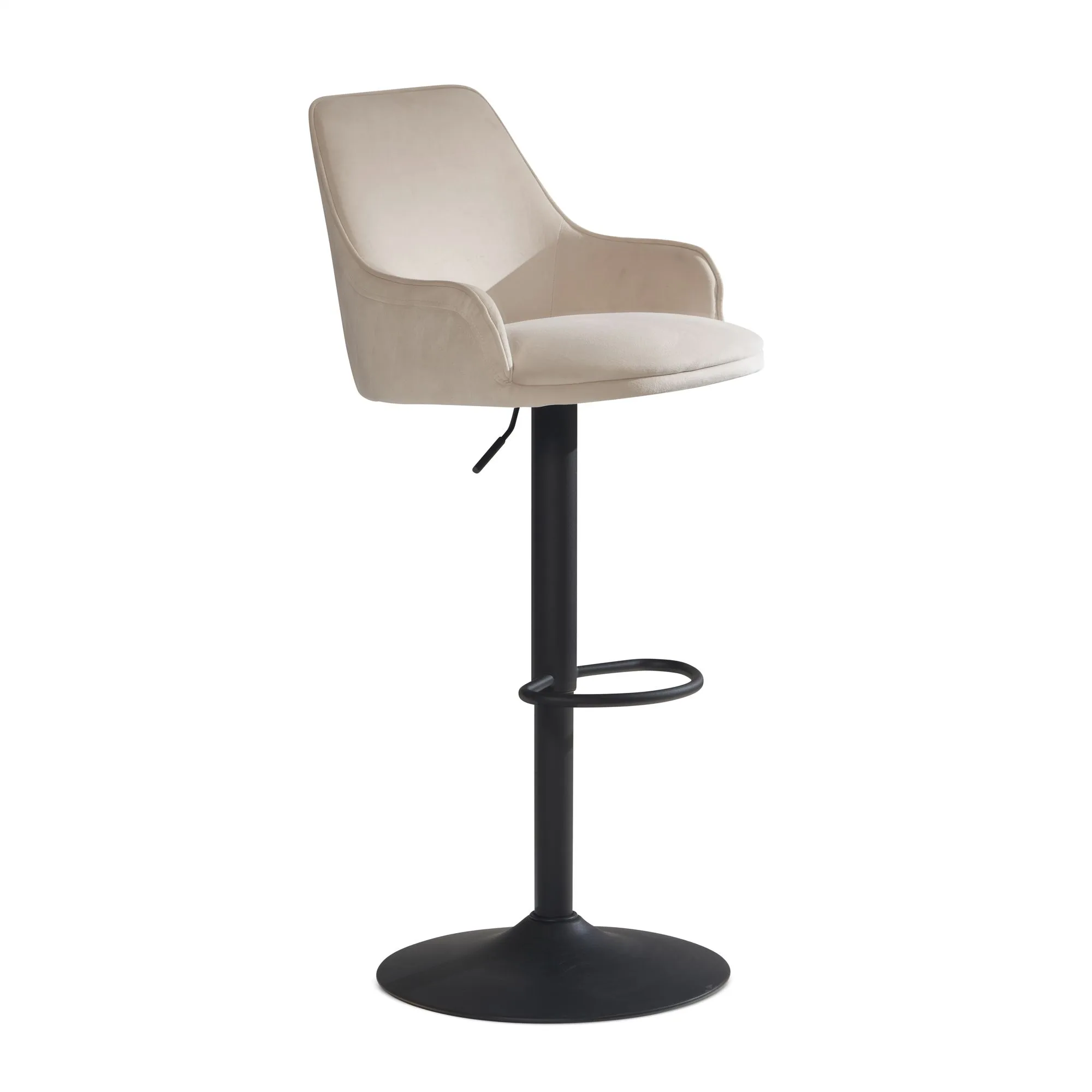Wohnling Barhocker Samt Beige Hocker mit Lehne 86 - 106 cm Wohnling Barhocker Samt Beige Hocker mit Lehne 86 - 106 cm