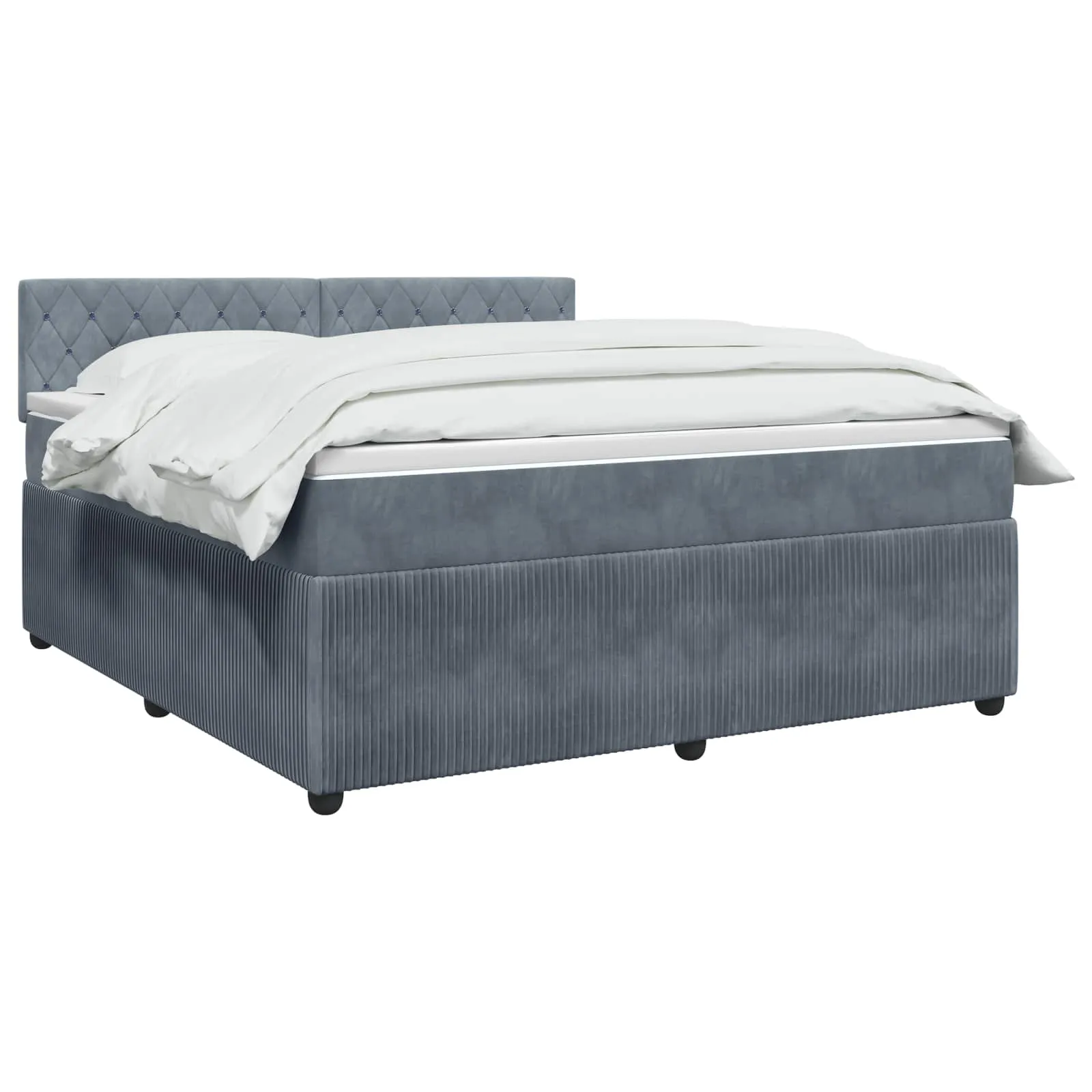 Boxspringbett Samt Dunkelgrau 140x200 cm mit verstellbarem Kopfteil