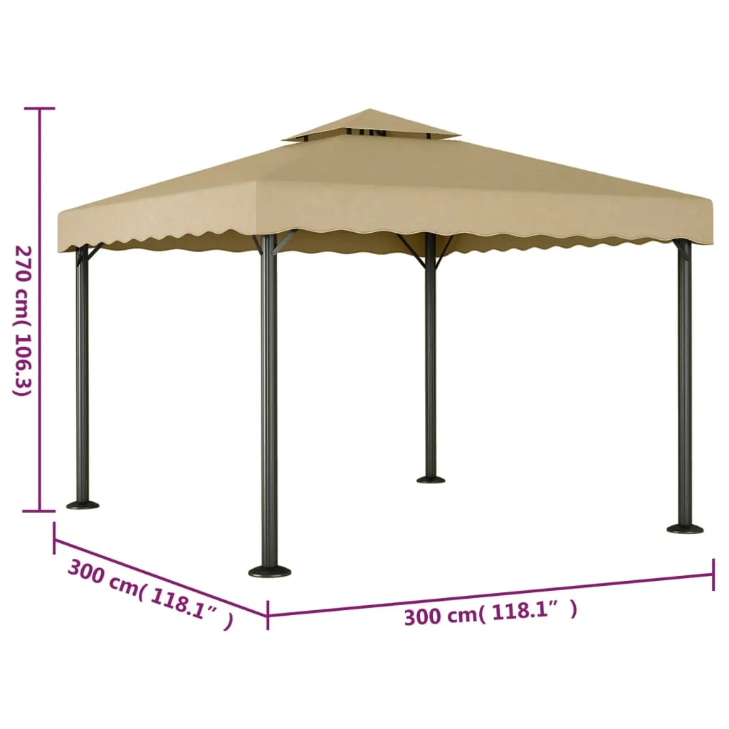 Outdoor-Pavillon Taupe 3x3 m mit stabilem Aluminium- und Stahlgestell