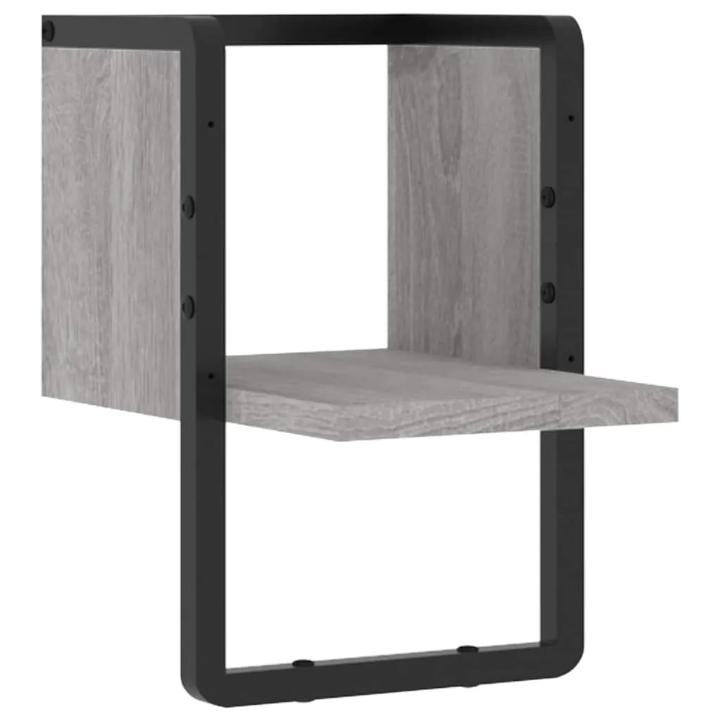 Wandregal aus Holzwerkstoff und Metall 20 x 25 x 30 cm Grau Sonoma