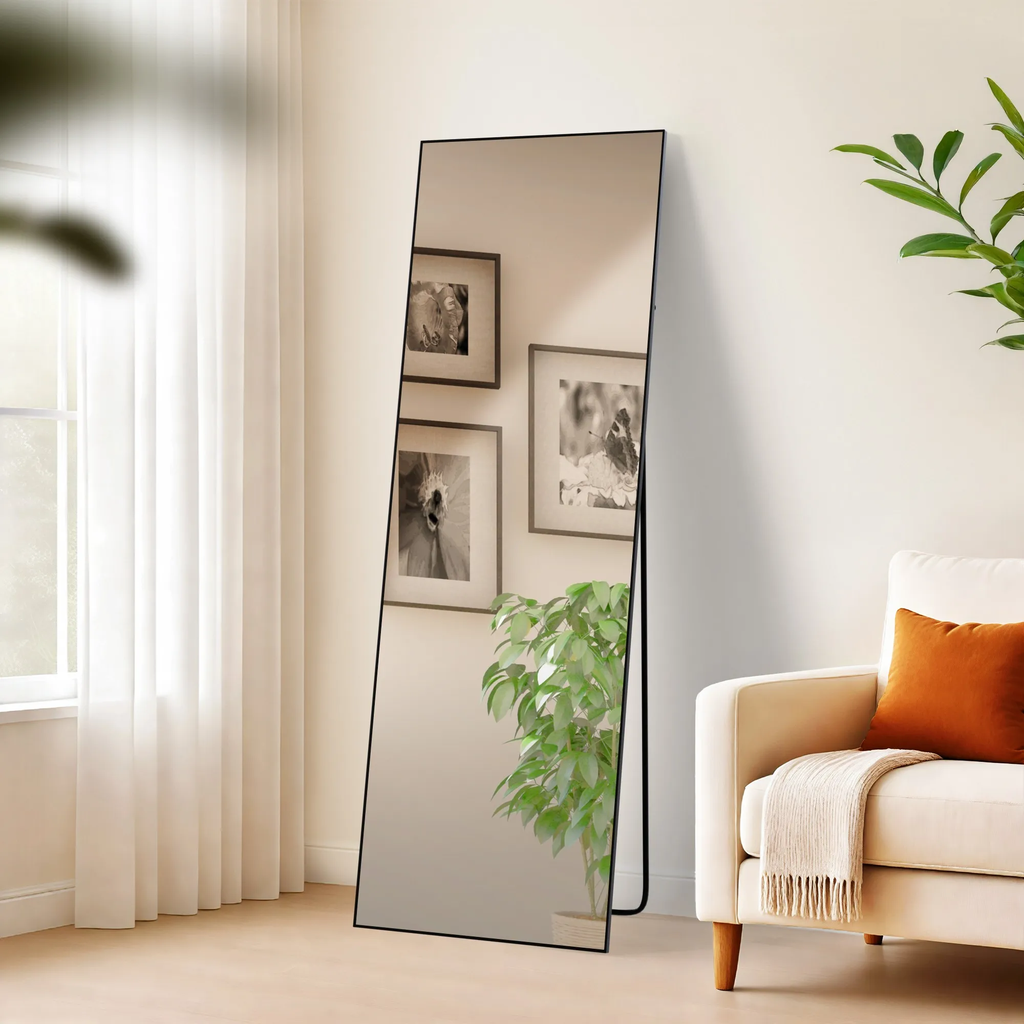 Spiegel Benicia 150x50x3 cm schwarz-matt
