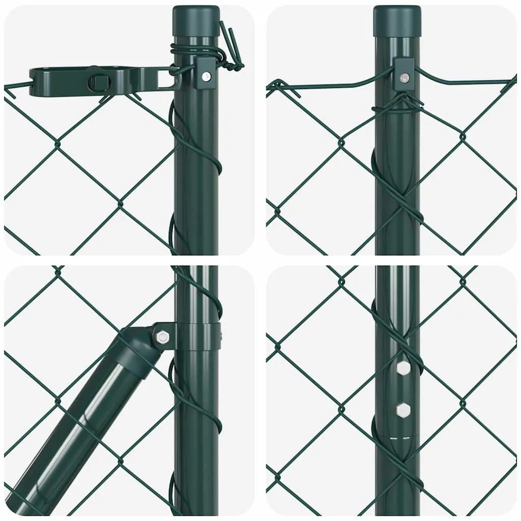Zaunpfosten-Set Grün 2500 x 3,2 x 120 cm aus Stahl und PVC