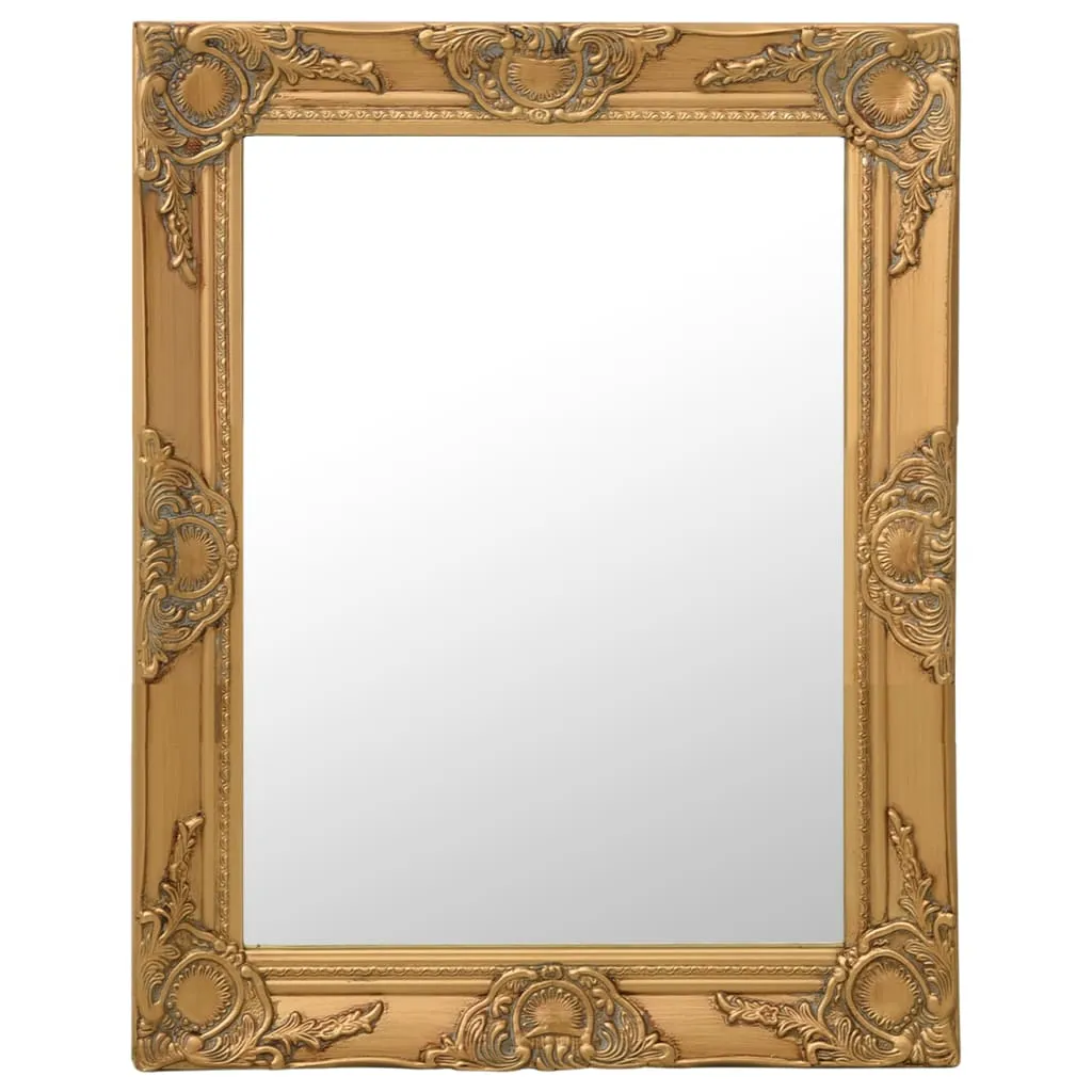 Wandspiegel Barock 50 x 60 cm Golden mit Massivholz Rahmen