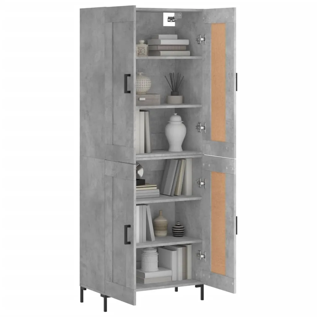 Highboard mit Sideboard 69,5x34x180 cm Betongrau aus Holzwerkstoff und Eisen