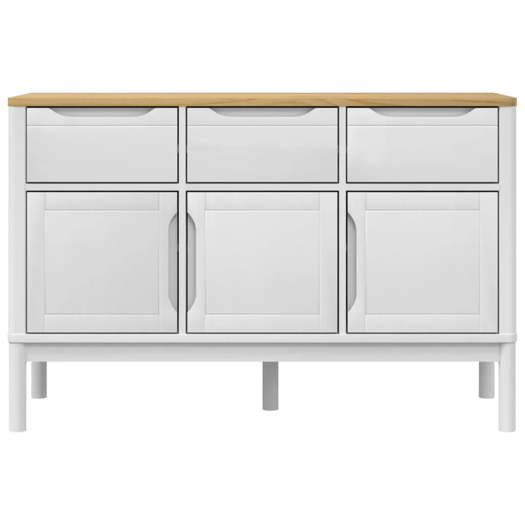 Modernes Sideboard aus massivem Kiefernholz Weiß 114x43x74 cm