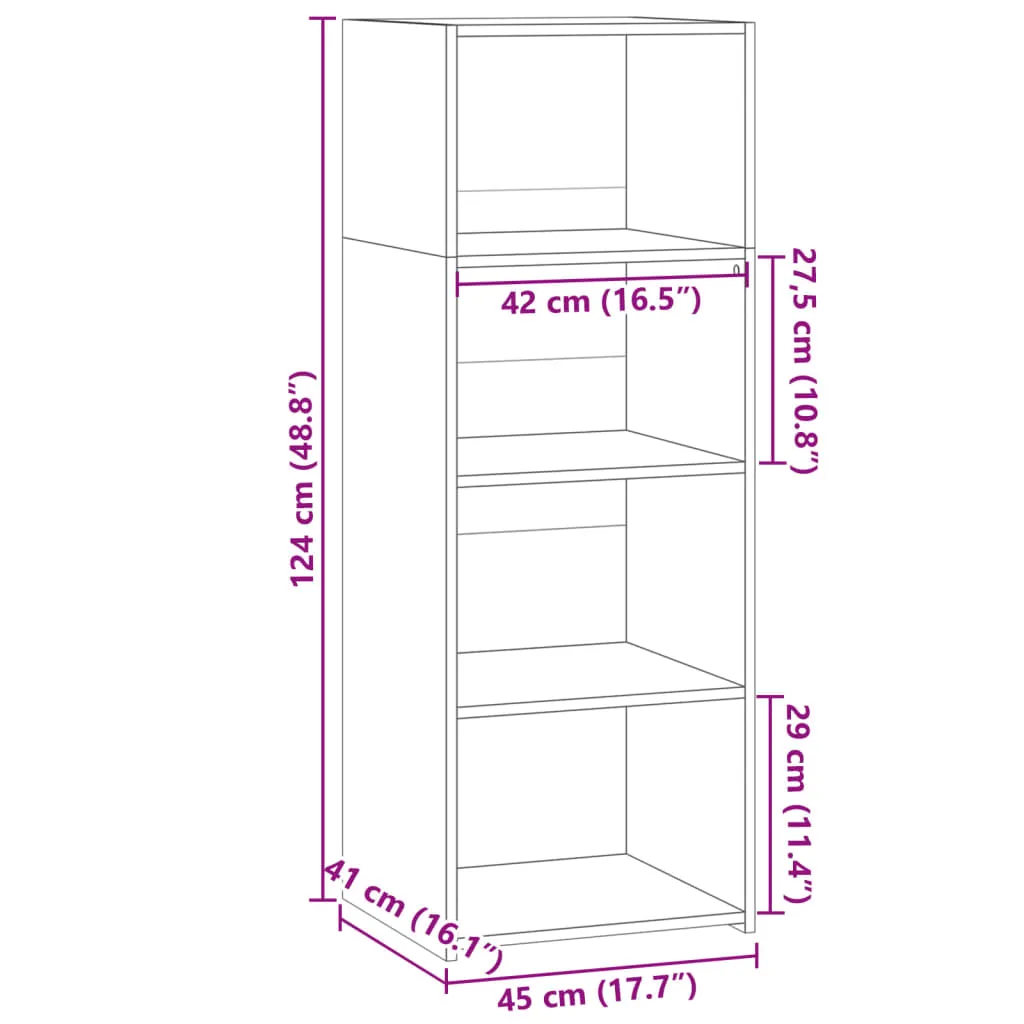 Klassisches Highboard 45 x 41 x 124 cm in Grau Sonoma aus Holzwerkstoff