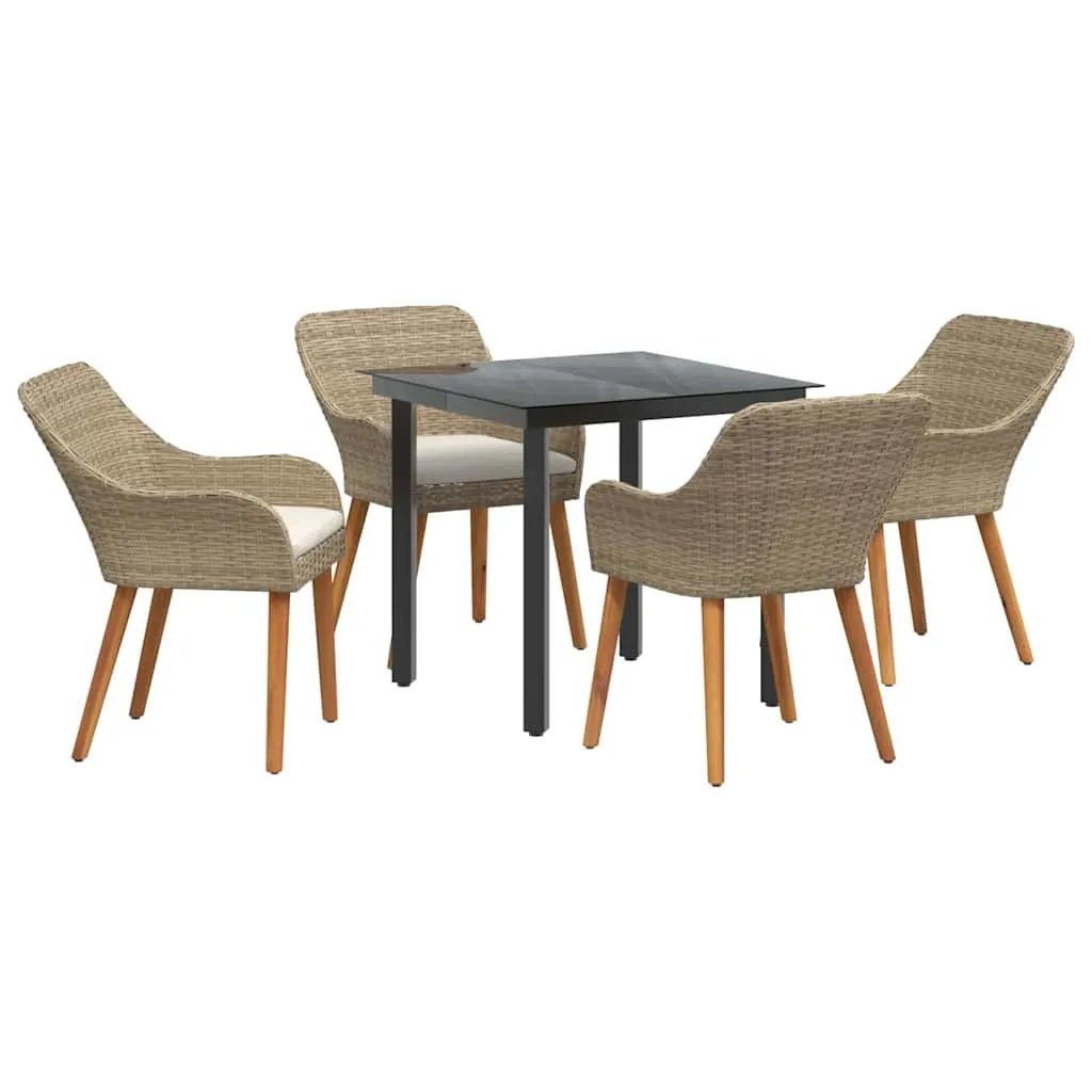 Garten-Esszimmer-Set Beige 80x80x74 cm Tisch & 4 Stühle