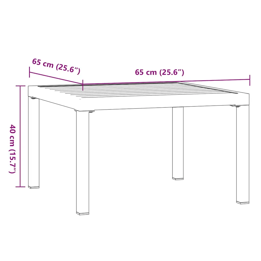 Garten-Couchtisch 65x65x40 cm in Schwarz und Braun mit Aluminiumgestell