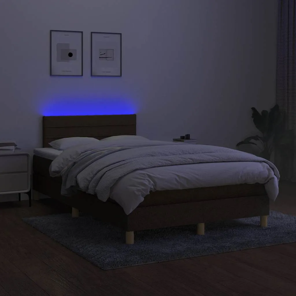 Boxspringbett mit Matratze, LED-Streifen, Stoff, 120x190 cm, Braun