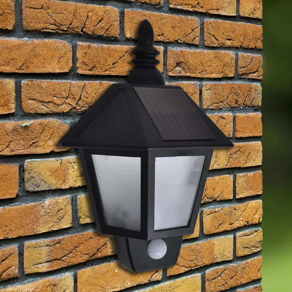 Solar-Wandleuchte Schwarz mit Bewegungssensor und 3 LEDs
