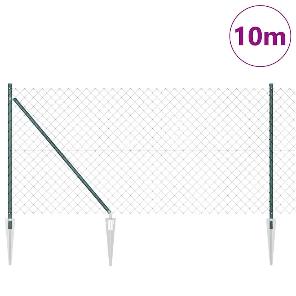 Zaunpfosten-Set Grün 1000 x 3,2 x 100 cm aus Stahl und PVC