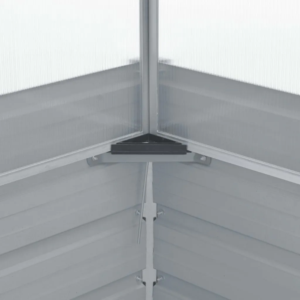 Grau Gewächshaus 100 x 100 x 85 cm aus PC und verzinktem Stahl